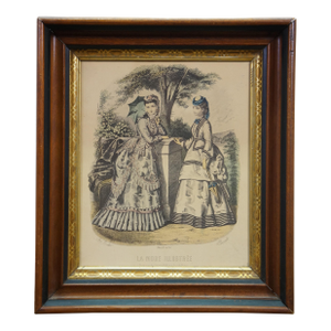 Antique French Victorian La Mode Illustree Paris Fashion Magazine Print 16"