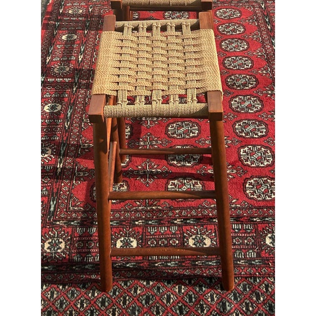 Vintage 1960's Mid-Century Modern Stools/Birch & Seagrass/Made N Japan/Rare For Sale - Image 9 of 12