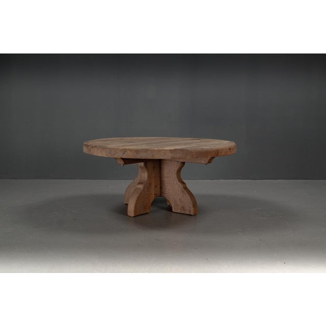 Large Oak Rural Round Coffee Table, 1962 For Sale - Image 10 of 15