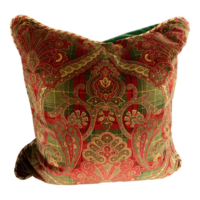 Pair of Tartan Plaid Velvet Pillows For Sale