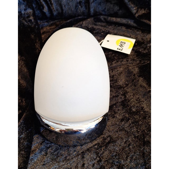 Vintage Wall Lamp with Chrome-Plated Metal Frame and White Glass Shade by EMB, 2000s For Sale - Image 6 of 9