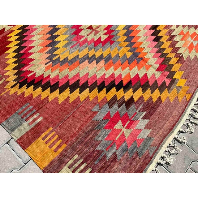 Textile Gorgeous Vintage Turkish Kilim Rug - 74" X 133" For Sale - Image 7 of 11