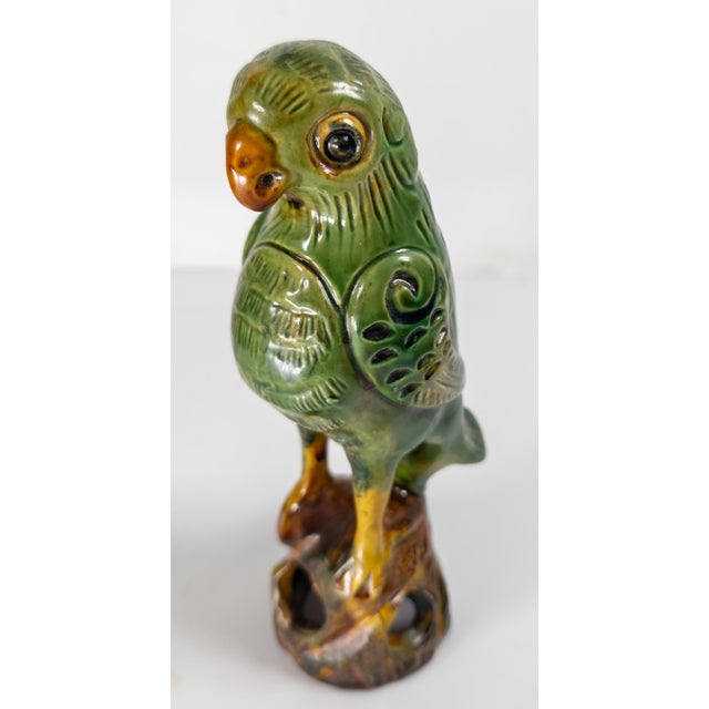 20th Century Chinese Chinoiserie Tang Style Pottery Parrot Figure in Sancai Glaze For Sale In New York - Image 6 of 11