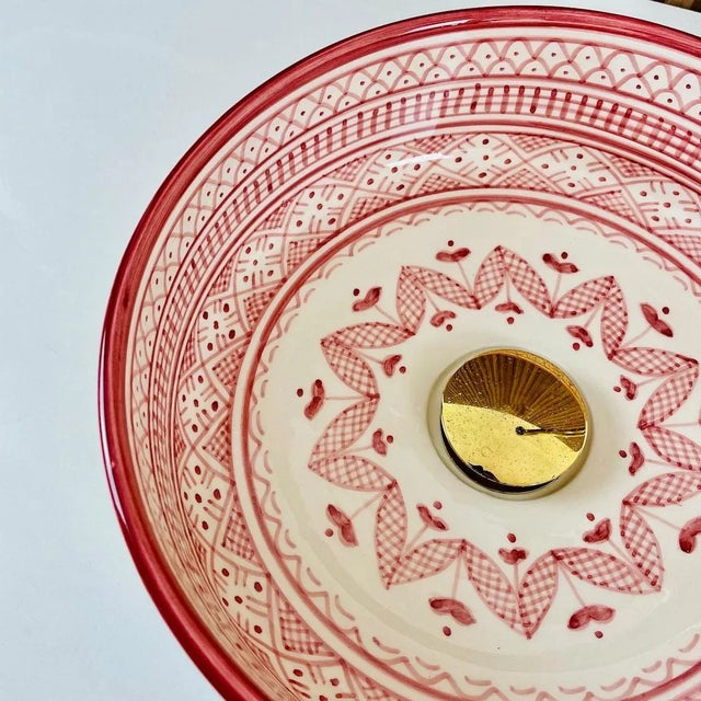 Pink Ceramic Handmade Moroccan Pink Ceramic Sink for Bathroom For Sale - Image 8 of 8