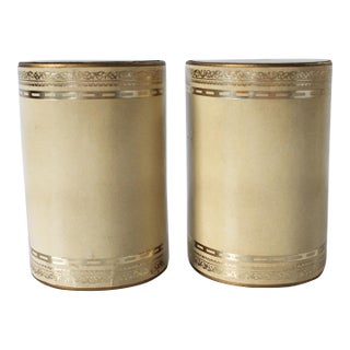 Pair of Vintage Leather Wrapped Bookends For Sale