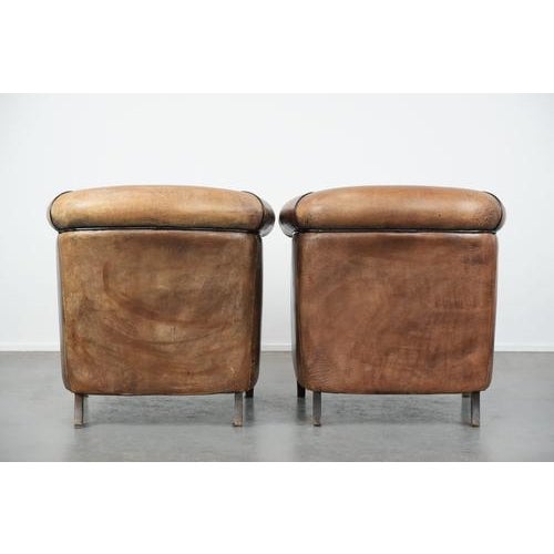 Vintage Club Chairs in Sheepskin Leather, Set of 2 For Sale - Image 3 of 14