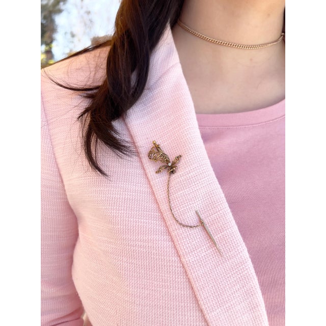 About This Pin: This stunning Antique Gold Jabot Pin is the perfect accessory for the modern fashionista with a classic...