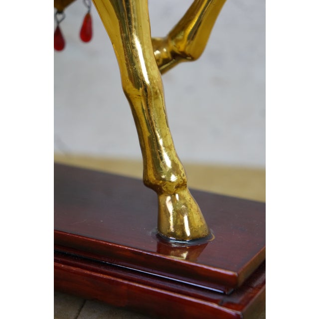 Vintage Chinese Gold Plated Jeweled Tang Horse Sculpture Statue 10" For Sale - Image 14 of 16