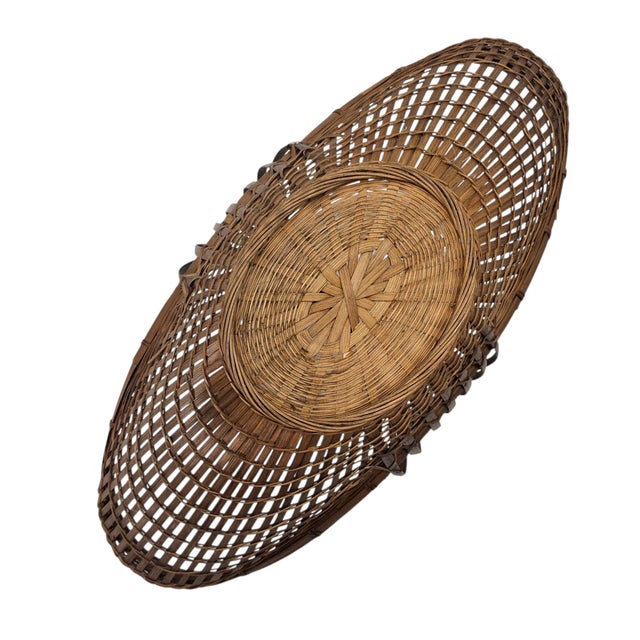 Mid-Century Modern Sculptural Woven Bamboo Canoe Basket 21" For Sale - Image 11 of 11