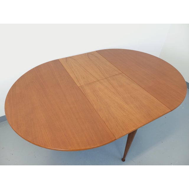 Vintage Scandinavian Style Round Teak Dining Table with Extension, 1960s For Sale - Image 16 of 18
