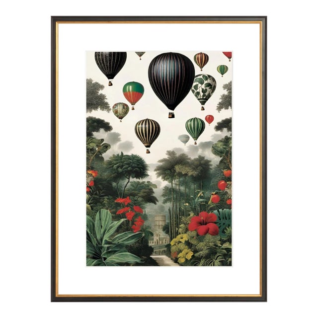 Tuxedo Park Print Shop Globo Aerostático Framed Fine Art Print White Matte For Sale