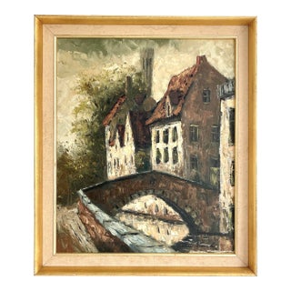 Bruges Bridge Impasto Oil Painting For Sale