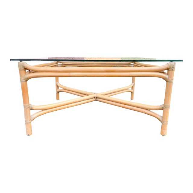 Palm Beach Regency Ficks Reed Rattan Coffee Table For Sale
