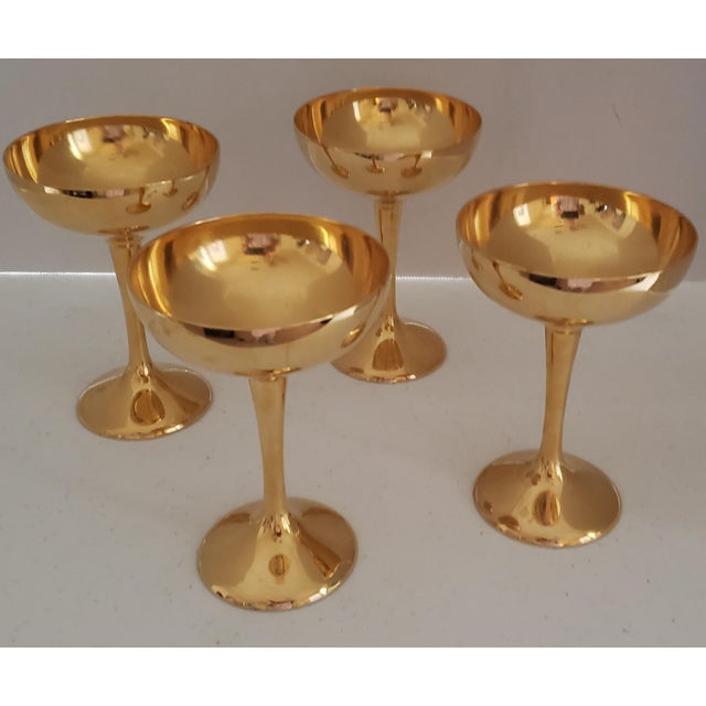 Mid 20th Century Mid-Century Modern International Silver Company Gold-Plated Champagne Coupes — Set of 4 For Sale In Phoenix - Image 6 of 6