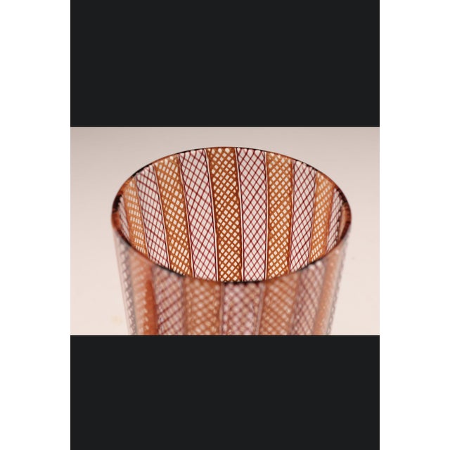 Mid-Century Modern Vintage Murano Zanfirico Filigrana Glass Vase, Mid-Century Italian For Sale - Image 3 of 5