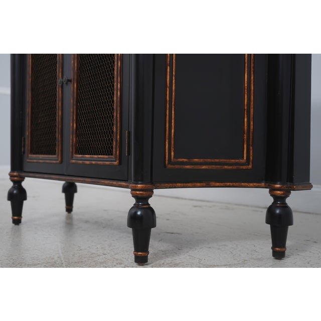 Ebony Ardley Hall Ebony & Gold Grill Front Console Cabinet For Sale - Image 8 of 18