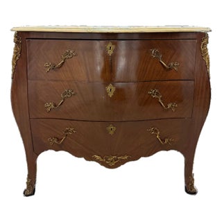 Antique French Louis XV–Style Bombe Commode With Yellow Campan Marble Top For Sale