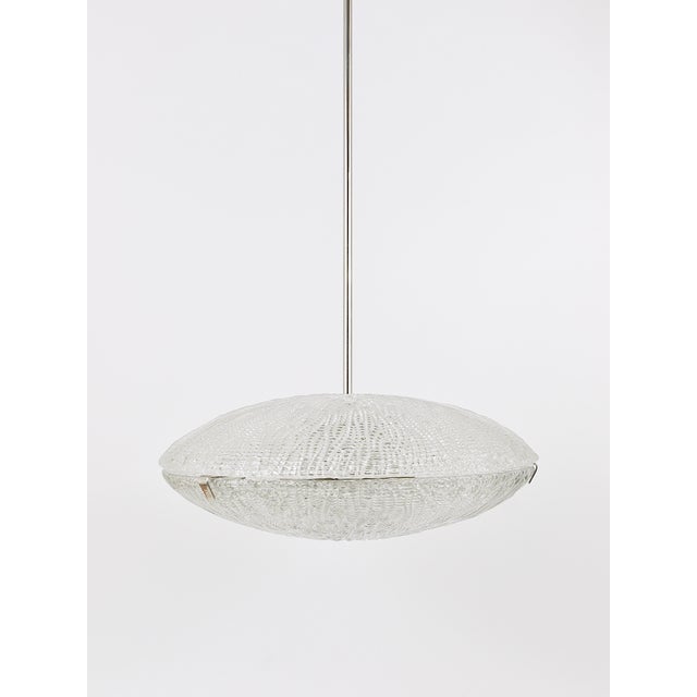 Mid-Century Kalmar Discus Textured Glass & Nickel Chandelier attributed to J. T. Kalmar for Kalmar, Austria, 1950s For Sale - Image 13 of 18