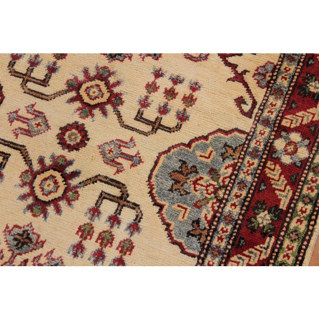Boho Chic Kazak Ivory/Red Wool Runner Rug - 2'8''x9'8'' For Sale - Image 4 of 10