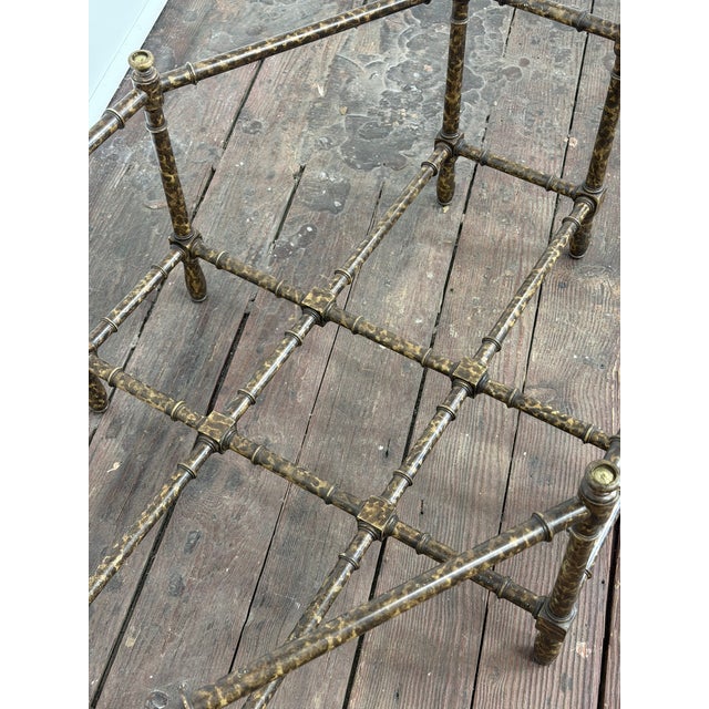 Faux Bamboo Tortoise Shell, Brass and Glass Coffee Table, Baker For Sale - Image 14 of 14
