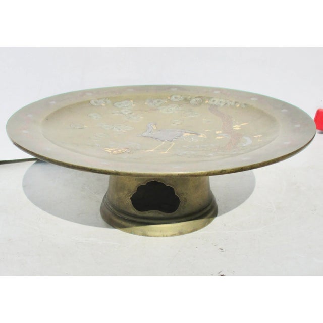 Early Meiji design of a footed pedistal tray. Very handsome form with open-worked pedistal having quatrefoil windows on...