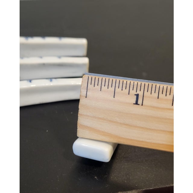 White 1960s Japanese Porcelain Chopstick Rests Blue Bamboo For Sale - Image 8 of 11