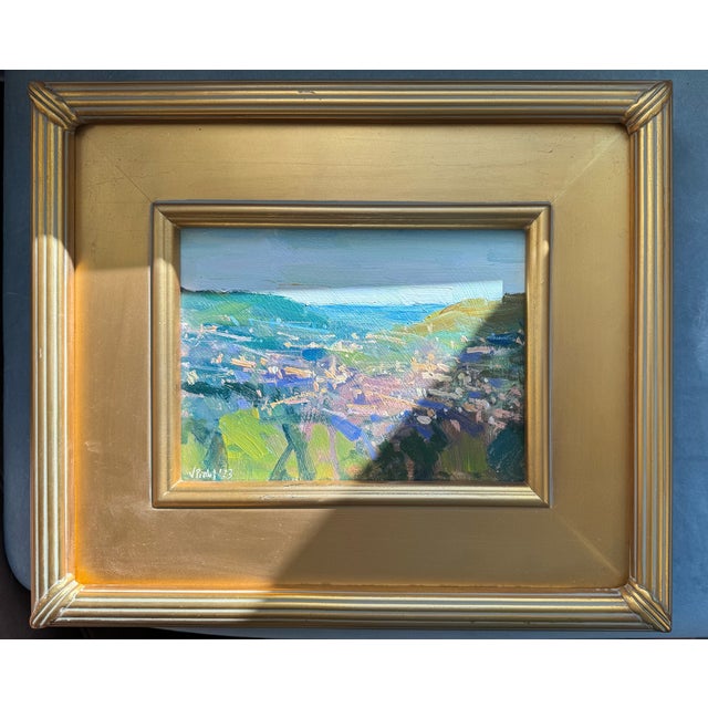 2023 Listed Uk Artist Original Impressionist Oil Painting in Gold Plein Air For Sale In Houston - Image 6 of 10