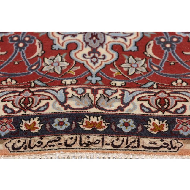 Signed Seirafian Vintage Ivory Persian Isfahan Rug - 06'09 X 10'06 For Sale In Dallas - Image 6 of 10