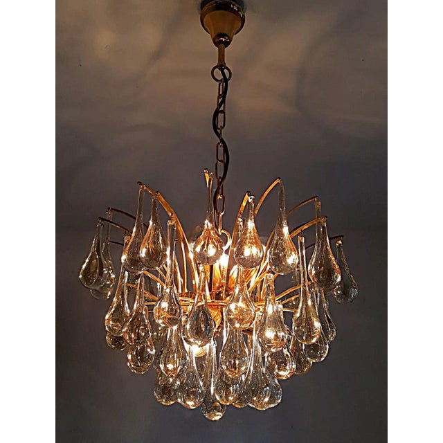 Brass Chandelier with Glass Drops by Christoph Palme, 1970s For Sale - Image 5 of 9