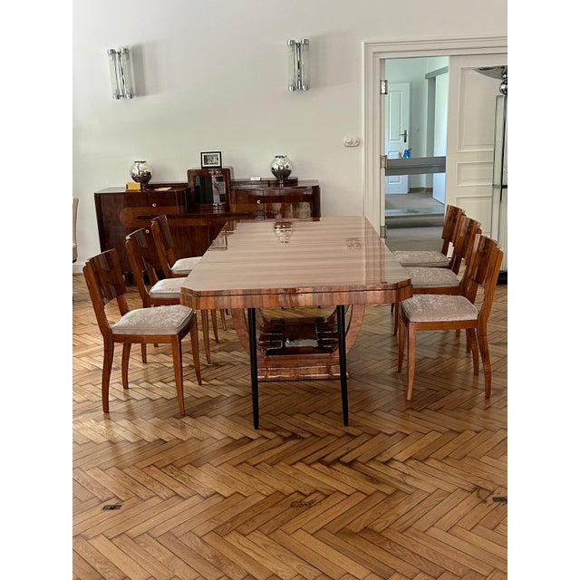 French Art Deco Dining Table Set, 1930s, Set of 7 For Sale - Image 10 of 14