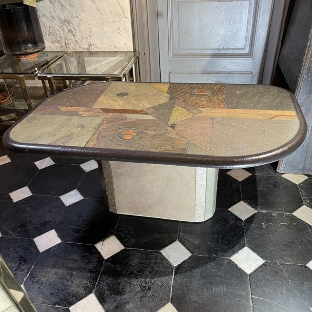 Brutalist Coffee Table in Stone, Copper & Brass by Paul Kingma, 1970s For Sale - Image 14 of 18