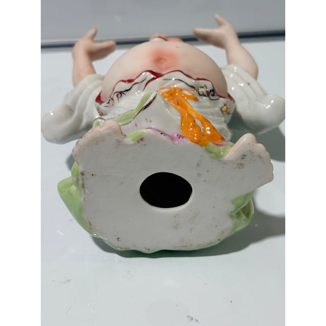 Ceramic 1960s Porcelain Laughing Buddha Figurine, Hand-Painted Hotei Figure For Sale - Image 7 of 7