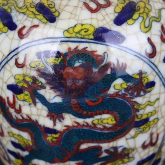 Early 20th Century Chinese Vintage Ceramic Pot,Qing Dynasty Kangxi Marked Famille Verte Porcelain Jar Hand Painted Cloud Dragon Pattern For Sale - Image 5 of 7