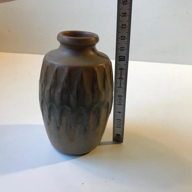 Brown Mid-Century Ceramic Vase by Günther Praschak for Knabstrup, 1960s For Sale - Image 8 of 9