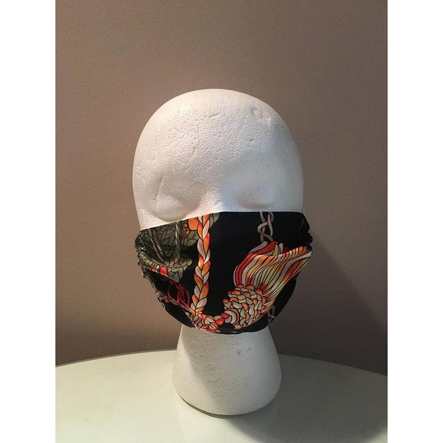 Contemporary Handmade Hermes Le Timbalier Silk Scarf Face Mask For Sale - Image 3 of 7