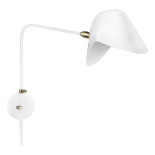 Mid-Century Modern White Anthony Wall Lamp with Round Fixation Box from Serge Mouille For Sale