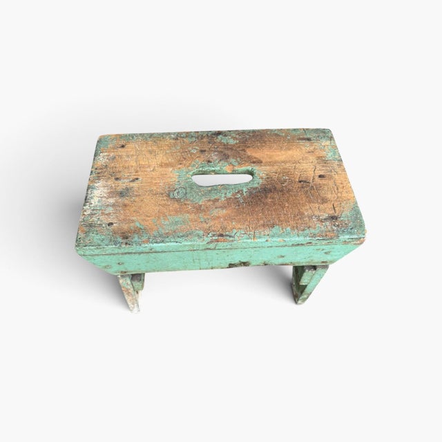 Late 19th Century Vintage Farmhouse Wooden Step Stool Primitive For Sale - Image 5 of 9