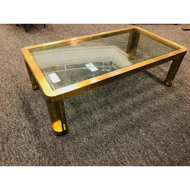 Late 20th Century Italian Brass Coffee Table With Design For Sale - Image 5 of 12