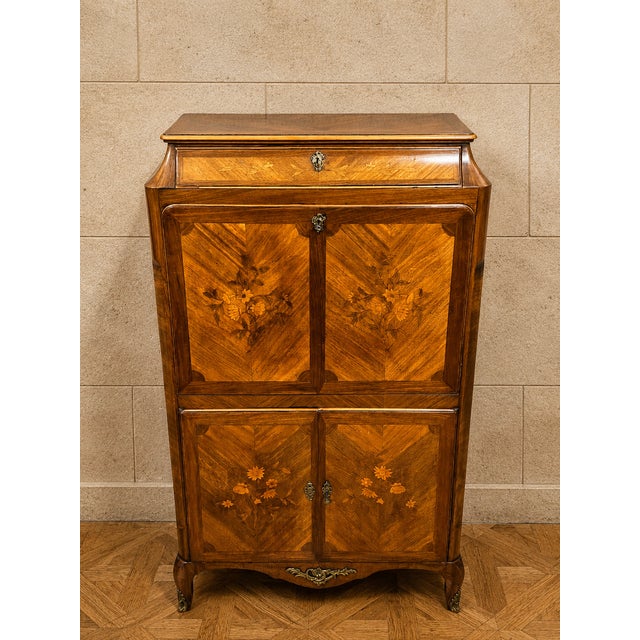 Louis XV Style Marquetry Drop-Front Secretaire, 1900s For Sale - Image 11 of 12