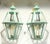 matching pair of vintage solid brass hanging lanterns, beautifully finished in a striking, time-honored verdigris patina...