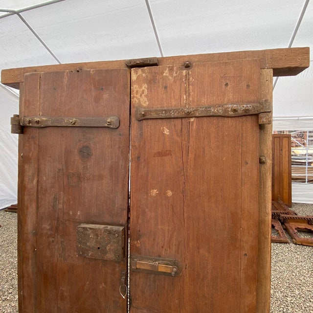 Brown Indo-Portuguese Teak Double Door With Deep Surround For Sale - Image 8 of 10