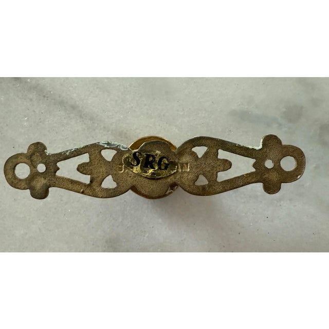 Metal Set of 7 Vintage Brass Drawer Hardware For Sale - Image 7 of 9