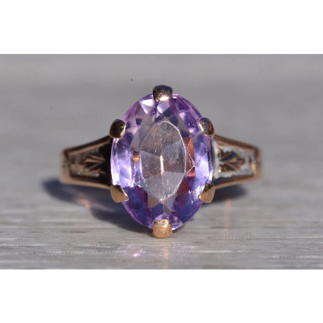 Gold The Bickville: Ladies Victorian Rose Gold Cocktail Ring Set With Amethyst For Sale - Image 8 of 10