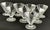 Dansk-Art Deco, footed dessert bowls with an inspired geometric pattern with a flared hexagonal rim and sturdy pedestal...