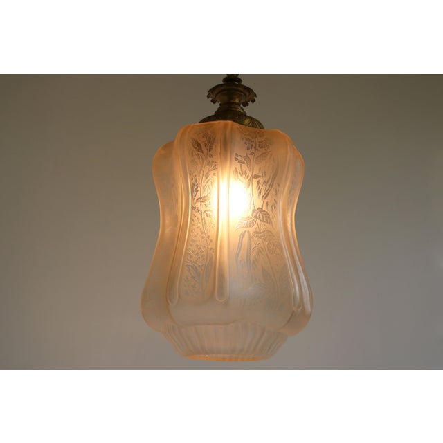 Gold Large Antique French Art Nouveau Pendant Light, 1910 For Sale - Image 8 of 14