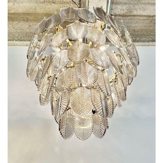 Art Deco Eicholtz, Modern, Art Deco Style, Chandelier, Brass, Smoked Glass, 2010s For Sale - Image 3 of 9