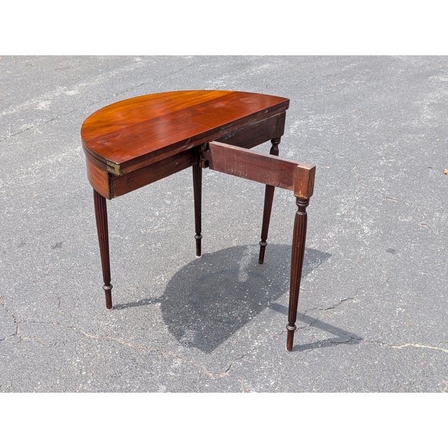 Late 19th Century Late 19th Century Federal Style Demi-Lune Flip Top Card Table For Sale - Image 5 of 11