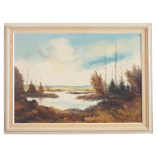 Scandinavian Artist, The Autumn Pond, 1970s, Oil on Canvas, Framed For Sale