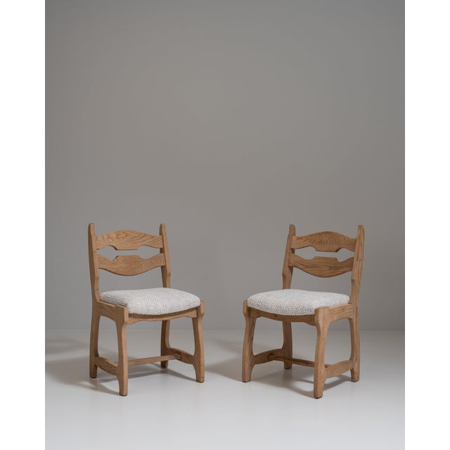 Pair of 1970s French Beige Oak Mid-Century Modern Chairs with Upholstered Seats For Sale - Image 15 of 15