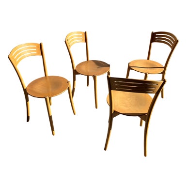 Vintage Italian Bistro Dining Chairs, 1980s, Set of 4 For Sale